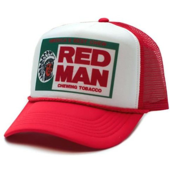 Retro Vintage Style Printed Trucker Red Man Chewing Snuff Dip Chew Hat Vintage L - Picture 1 of 6